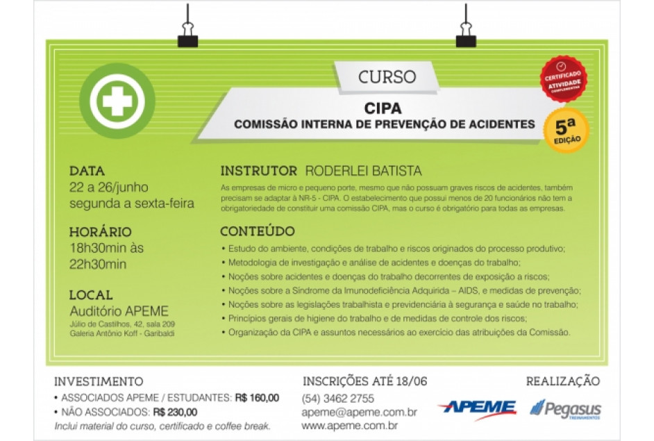 APEME promove 5ª edição curso de CIPA