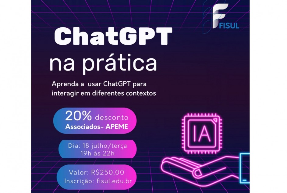 Associados Apeme têm 20% de desconto em curso sobre ChatGPT na prática
