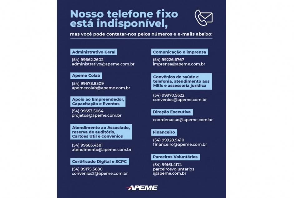 Telefone fixo da Apeme apresenta instabilidade