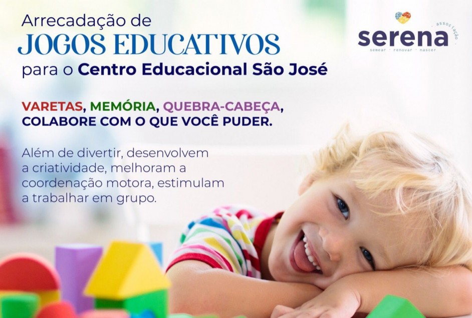 Associação Serena realiza arrecadação de jogos para o Centro Social São José